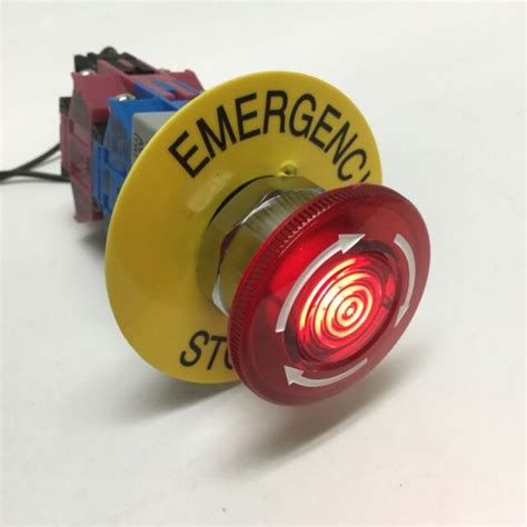 idec avlw49922d r 24v led illuminated emergency e stop pushbutton switch 2no 2nc ebay