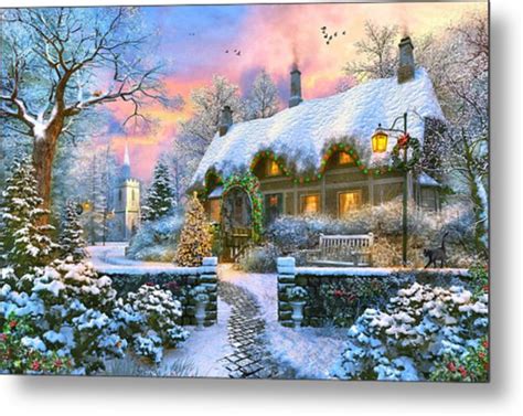 Church Lane Cottage In Winter Painting By Mgl Meiklejohn Graphics Licensing