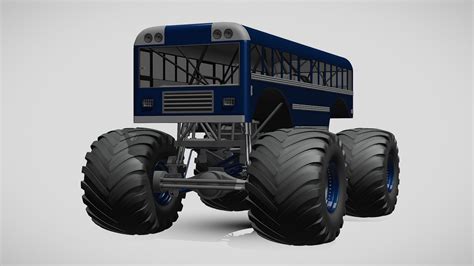 Monster Truck School Bus Buy Royalty Free 3d Model By Creator 3d