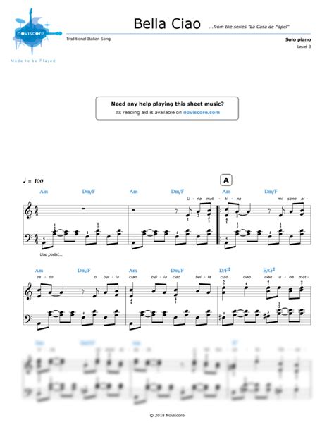 Hast auch du dich schon oft gefragt, wie du noten lesen lernen kannst, um deine lieblingslieder zu spielen, ohne auf musikunterricht angewiesen zu sein? Klaviernoten Bella Ciao (Chanson traditionnelle ...