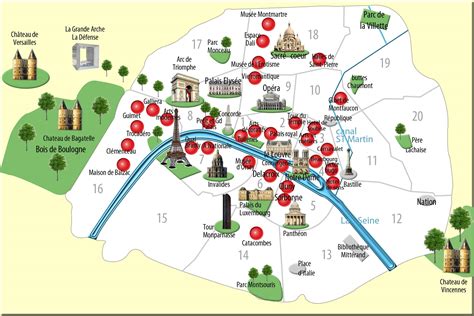 París Monumentos Mapa Mapa De Los Monumentos De París Francia