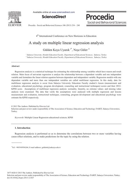 Sometimes in multiple regression analysis, it is useful to test whether subsets of coefficients are equal to zero. (PDF) A Study on Multiple Linear Regression Analysis