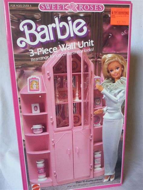 Rare 1987 Sweet Roses 3 Piece Wall Unit Furniture Playset Barbie Doll New Nrfb Wall Unit