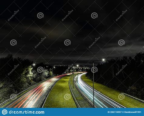 Light Trails On A Busy Main Road Stock Image Image Of Automotive