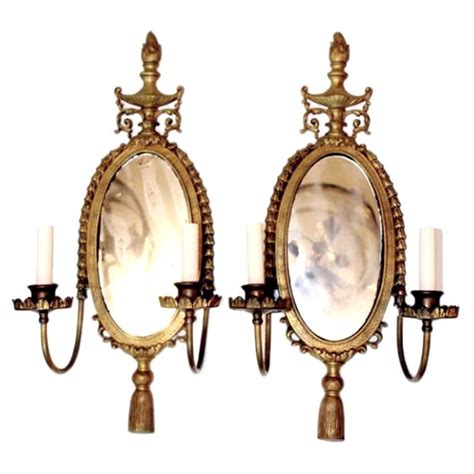 Pair Of Large Mirrored Sconces For Sale At 1stdibs