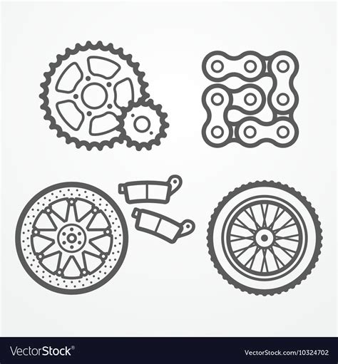 Motorcycle Parts Icons Royalty Free Vector Image