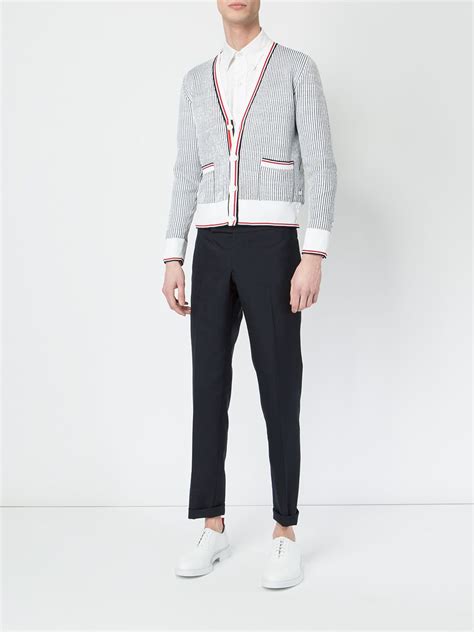 Thom Browne Low Rise Skinny Trouser With Red White And Blue Selvedge