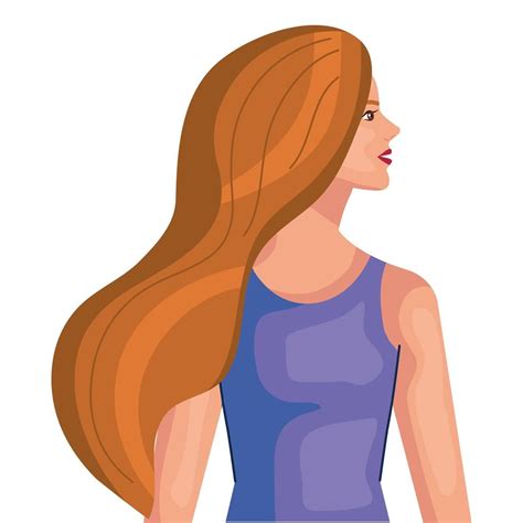 Woman Cartoon With Brown Hair From Side Vector Design Vector Art At Vecteezy