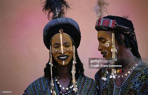 Portrait Of Men Of Nomad Wodaabe Tribe Dressed In Makeup For Geerewol