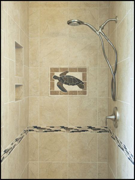 Craft a welcoming mosaic art tile backsplash in your bathroom or distinctively beautiful outdoor tile art. Custom turtle tile mosaic shower | Home Inspirations ...