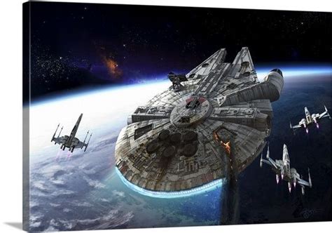 Millennium Falcon Being Escorted By X Wings Star Wars Artwork Star