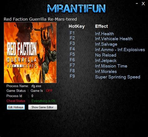 Red Faction Guerrilla Re Mars Tered Trainer Cheats Codes Pc Games Trainers