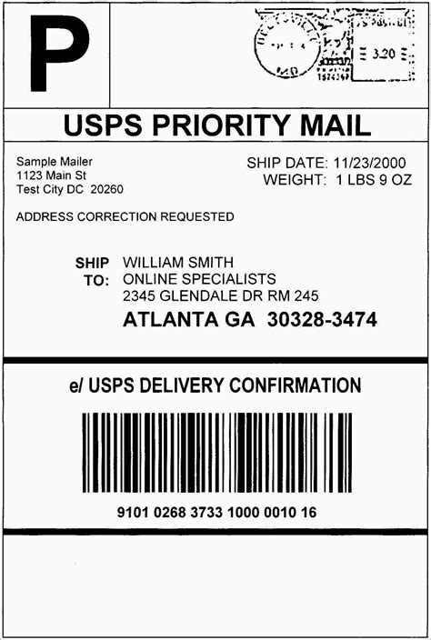 Usps Shipping Label Template Pdf