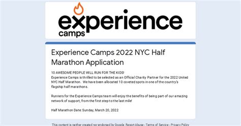 Experience Camps 2022 Nyc Half Marathon Application