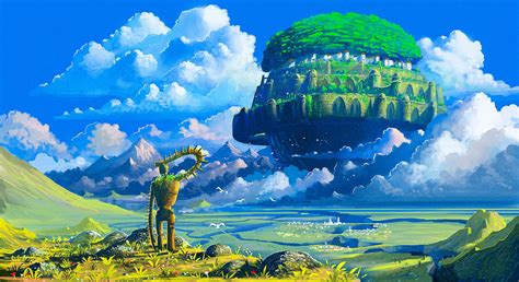 Studio Ghibli Castle In The Sky Robot Anime Floating Island