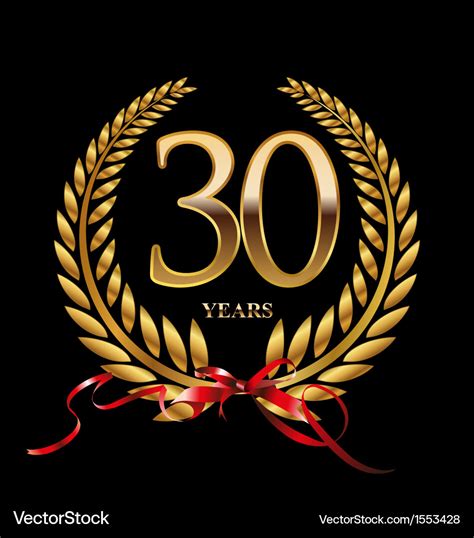 30 Years Anniversary Laurel Wreath Royalty Free Vector Image