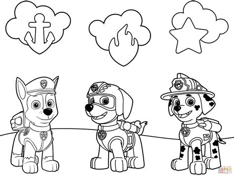 Chase, marshall, rubble, rocky, everest, skye & zuma. Free Printable Paw Patrol Coloring Pages | Free Printable