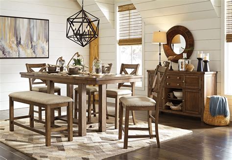 Our dining table and chair sets also give you comfort and durability in a big choice of styles. Moriville Gray Extendable Counter Height Dining Room Set ...