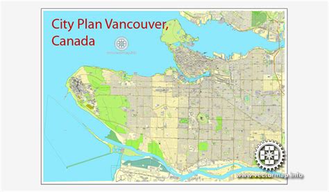 Vancouver Map V2 In Adobe Pdf Printable City Plan Map Of