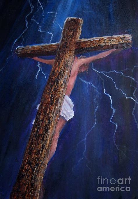 Jesus On The Cross Painting By Judy Groves
