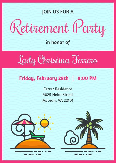 Light Teal Retirement Party Invitation Template