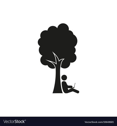 Silhouette Of Man Under A Tree Stick Figure Vector Image