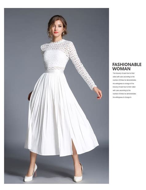 Elegant White Lace Long Sleeve Midi Dress In 2021