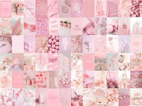 100 Blush Pink Collage Kit Pastel Pink Wall Collage Pink Etsy