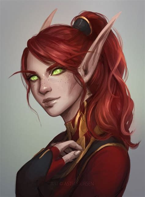 By Astrisjursen Elf Redhead Fantasy Character Design Portraits Ginger Elv Fantasy
