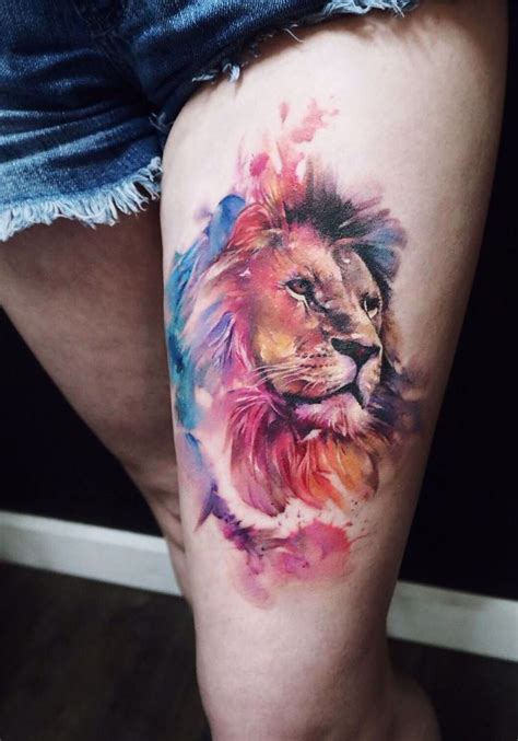 Watercolor Lion Tattoo © Tattoo Artist Irina Doroshenko 💗🐵💗🐵💗🐵💗🐵💗