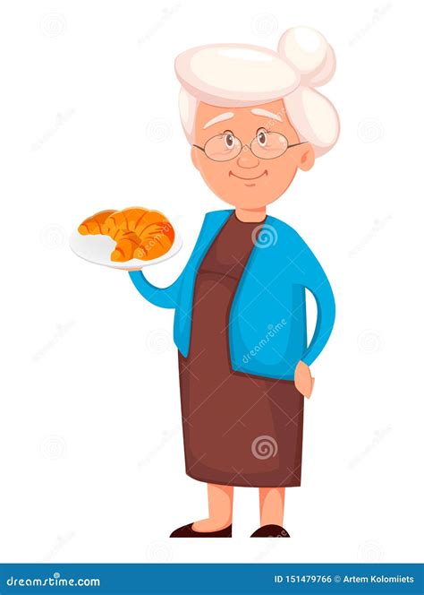 Grandmother Holding Cake Vector Cartoon 137557139