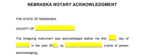 That clause (e.g., at the end of a will) wherein the witnesses certify that the instrument has been executed before them, and the manner of the a notary public has no authority to issue certified copies. Free Nebraska Notary Acknowledgment Form - PDF | Word ...