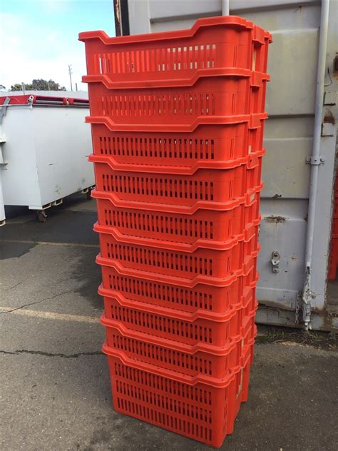 Quantity Of 10 Stackable Crates Size600x500x340mm Colours May Vary