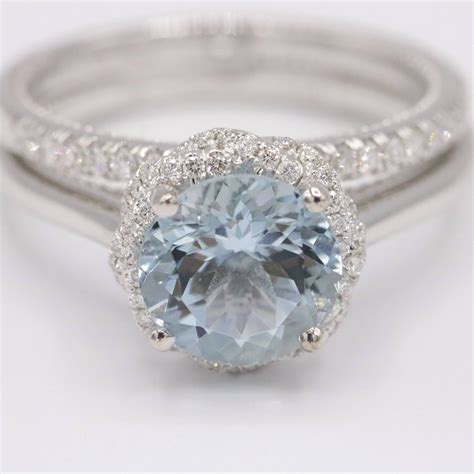 Https://tommynaija.com/wedding/aquamarine Halo Wedding Ring
