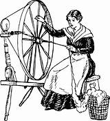 Spinning Wheel Clipart Woman Using Coloring Template sketch template