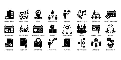 Event Planning Icons Set Set Of Editable Stroke Iconsvector Set Of