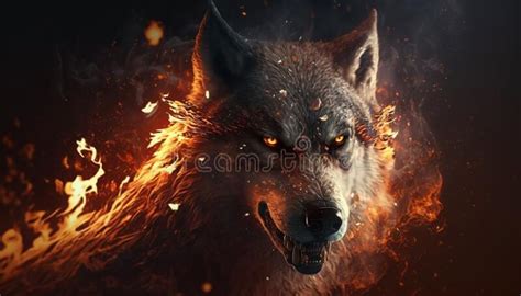 Angry Fire Wolf 3d Art Stock Illustration Illustration Of Fire 269987515