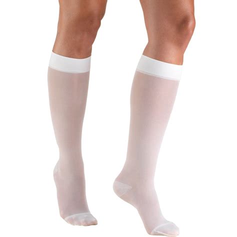 women s compression knee high stockings 15 20 mmhg sheer white 1773 meridian medical supply
