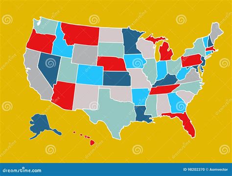 United States Of America Map With Federal States Stock Vector