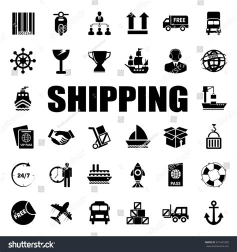 Shipping Icons Set Stock Vector Royalty Free 421421002 Shutterstock