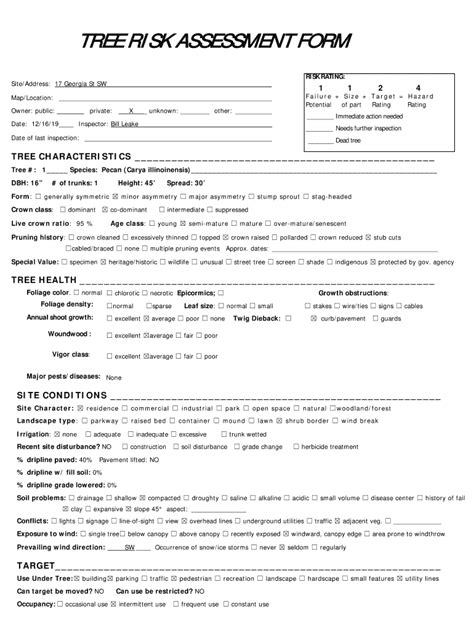 Fillable Online Tree Risk Assessment Form Fax Email Print Pdffiller