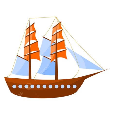 Gambar Kapal Laut Kartun Dengan Layar Oranye Yang Unik Kapal Kartun