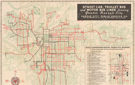 Kansas City Missouri And Kansas Public Transit System Map 1948