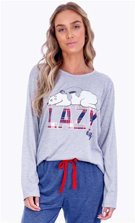 Pijama Feminino Lua Chic Lazy Day Calça Azul