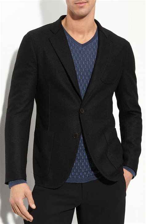 Armani Deconstructed Woolcashmere Blazer In Black For Men Lyst
