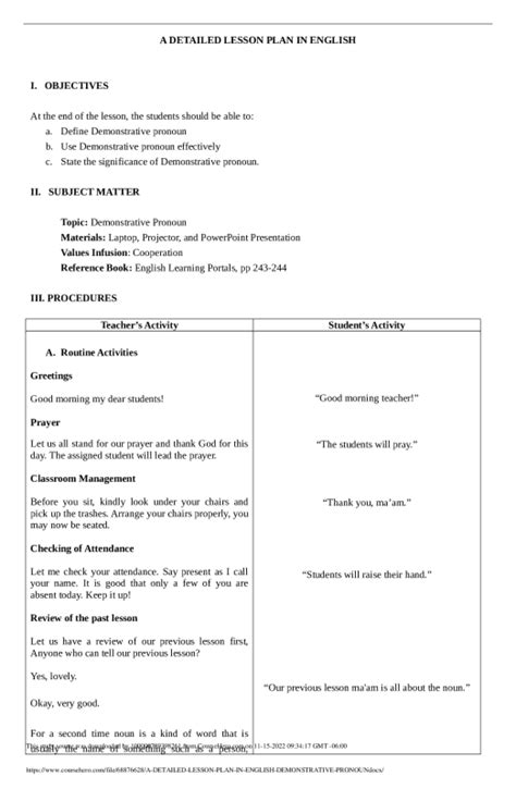 A Detailed Lesson Plan In English Demonstrative Pronoun Nueva Ecija Hot Sex Picture