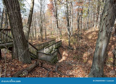 Rustic Autumn Nature Scenic With Wooden Bridge Stock Photo Image Of