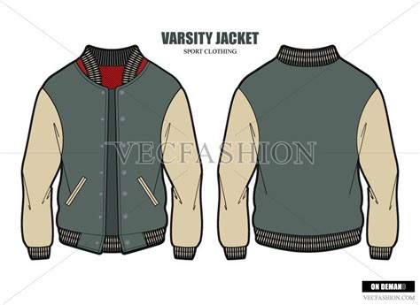 Download Men Varsity Jacket Vector Template ~ Illustrations ~ Creative Market