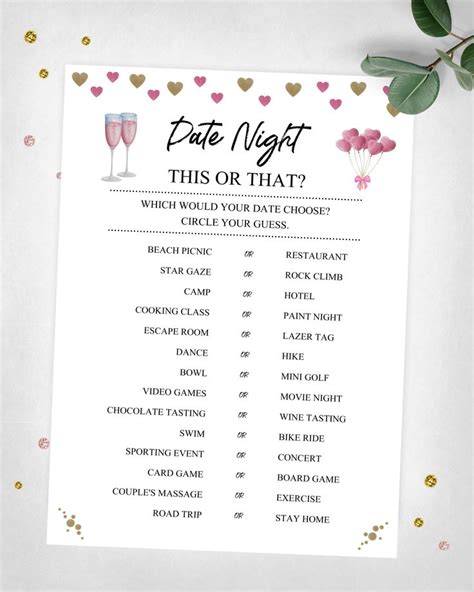 Date Night This Or That Couples Night In Game Which Would Your Date