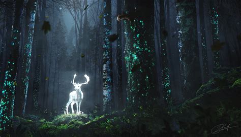 The Fantasy Forest Of The Glowing Deer Art Id 122120